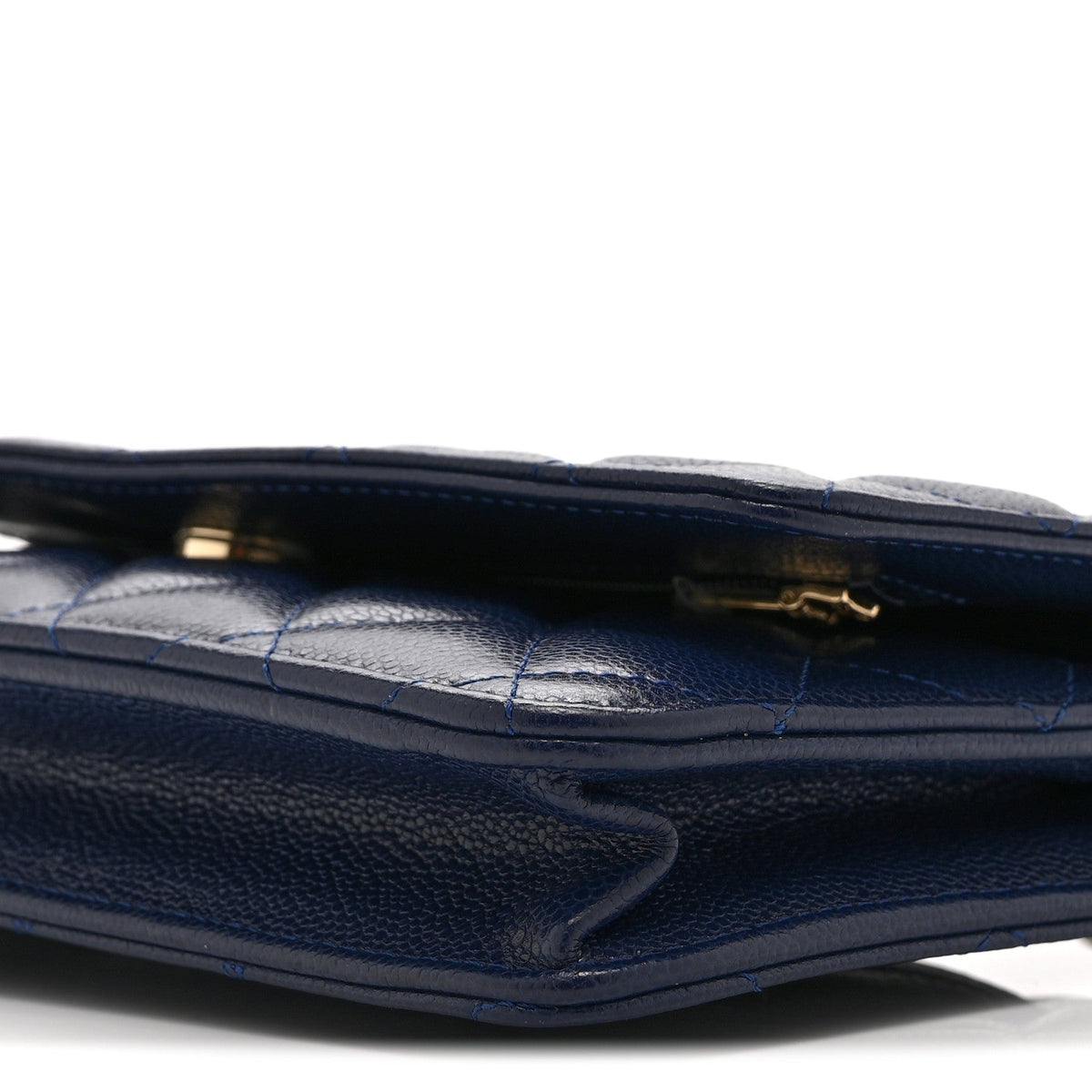 Caviar Quilted Wallet on Chain WOC Navy Blue