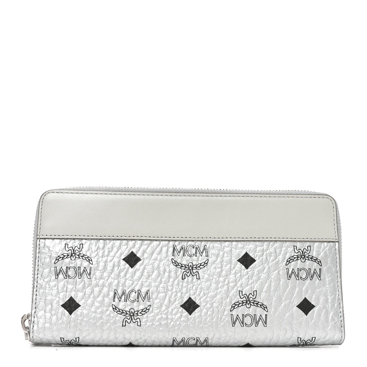 Metallic Visetos Aren VI Zip Around Wallet Silver