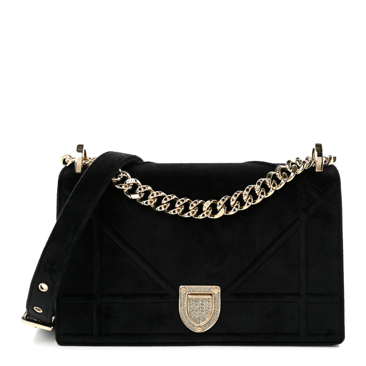 Velvet Small Diorama Flap Bag Black