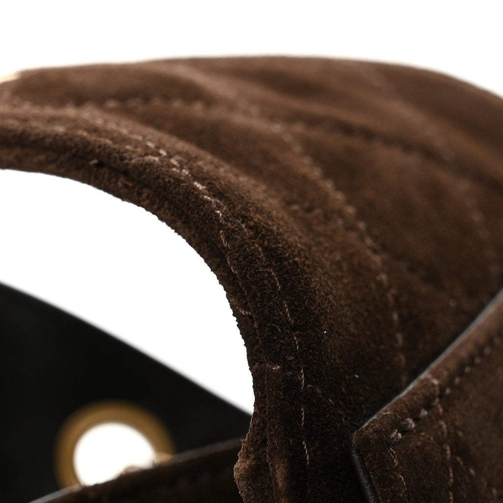 Suede Quilted Small Chanel 25 Handbag Dark Brown