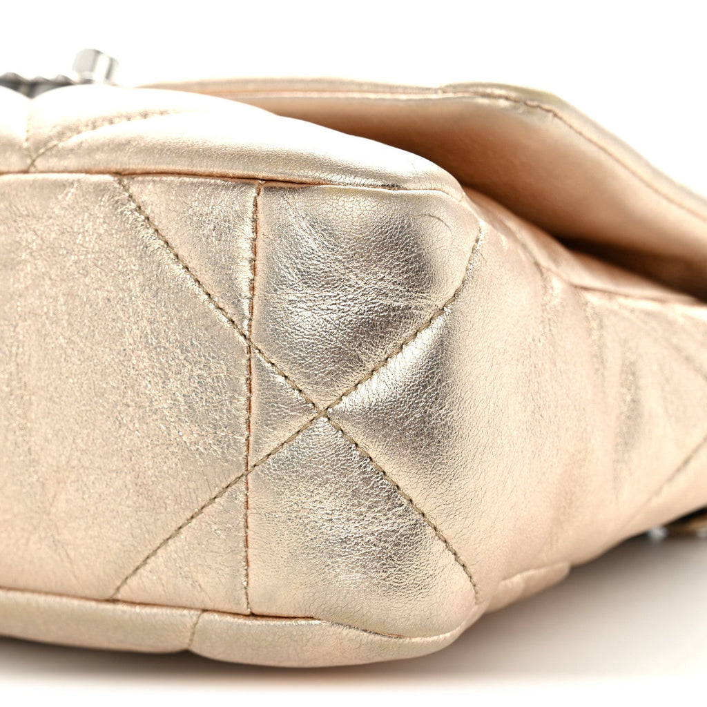 Metallic Lambskin Quilted Medium Chanel 19 Flap Gold