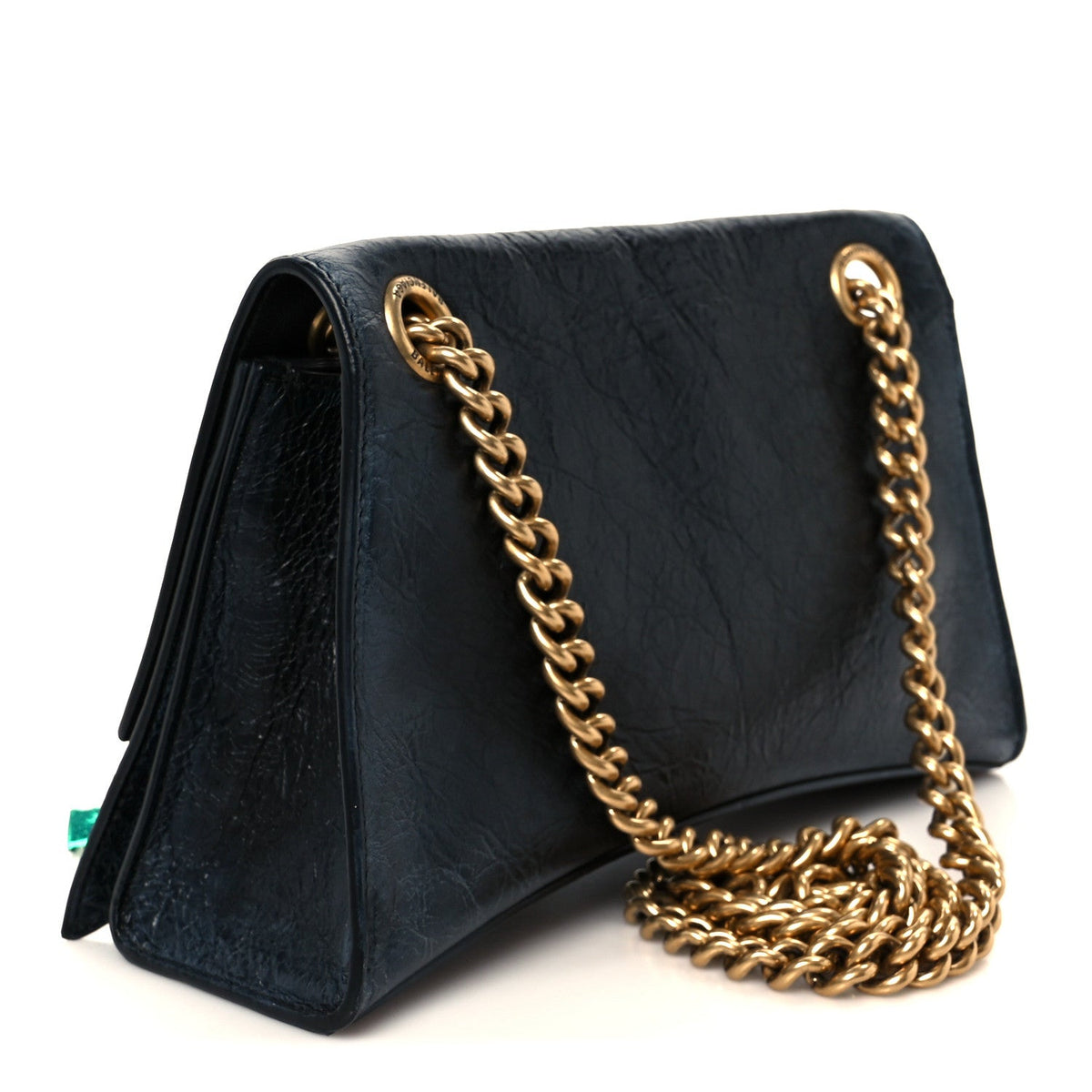Crushed Calfskin Quilted Small Souvenirs Crush Chain Bag Black