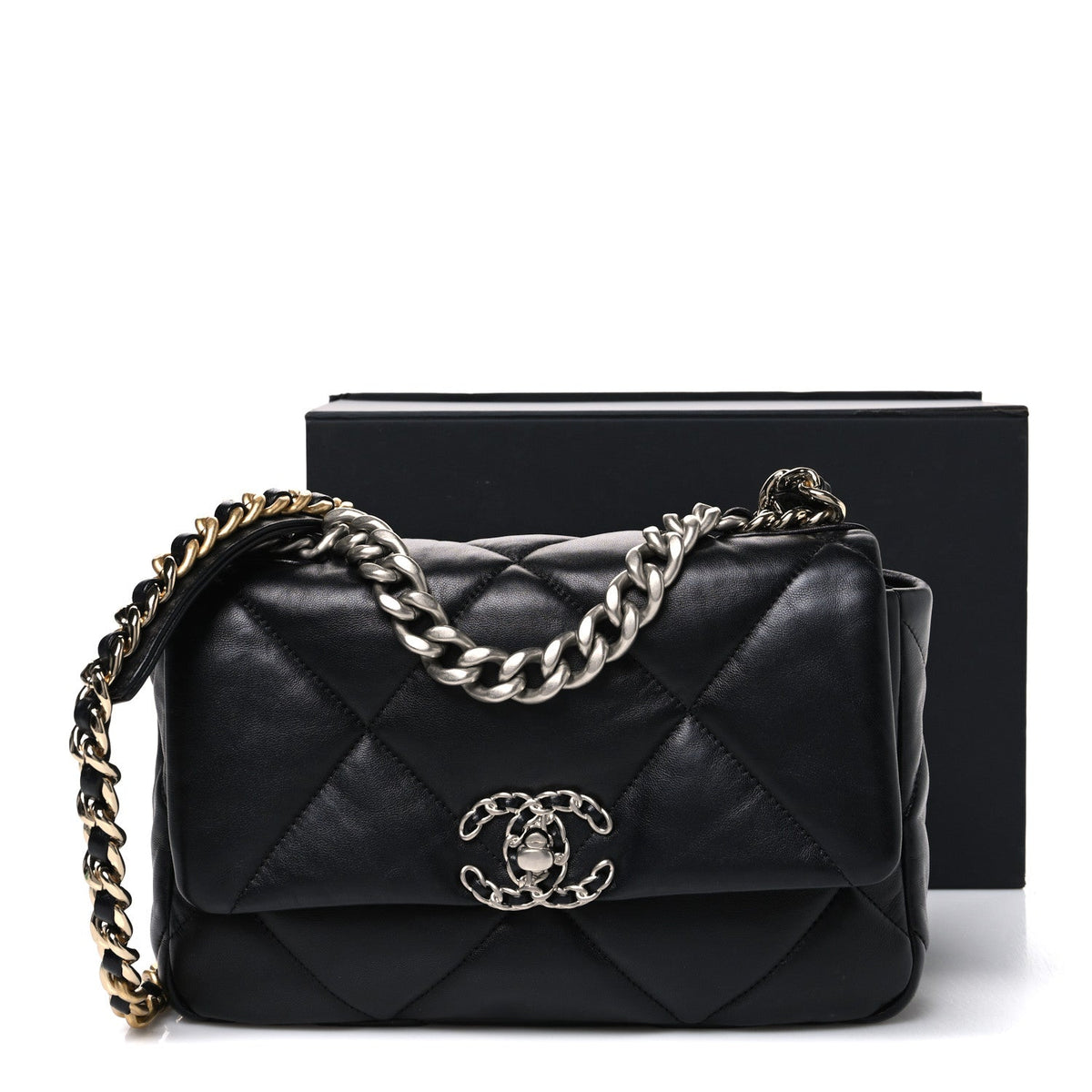 Lambskin Quilted Medium Chanel 19 Flap Black