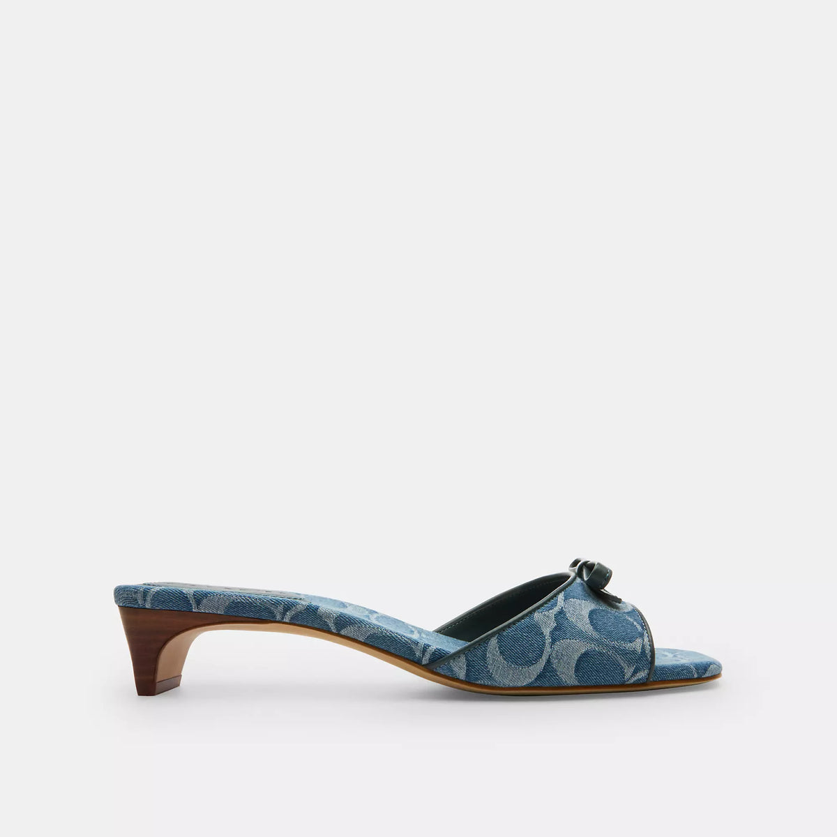 Coach Outlet Bow Kitten Heel Sandal In Signature Denim