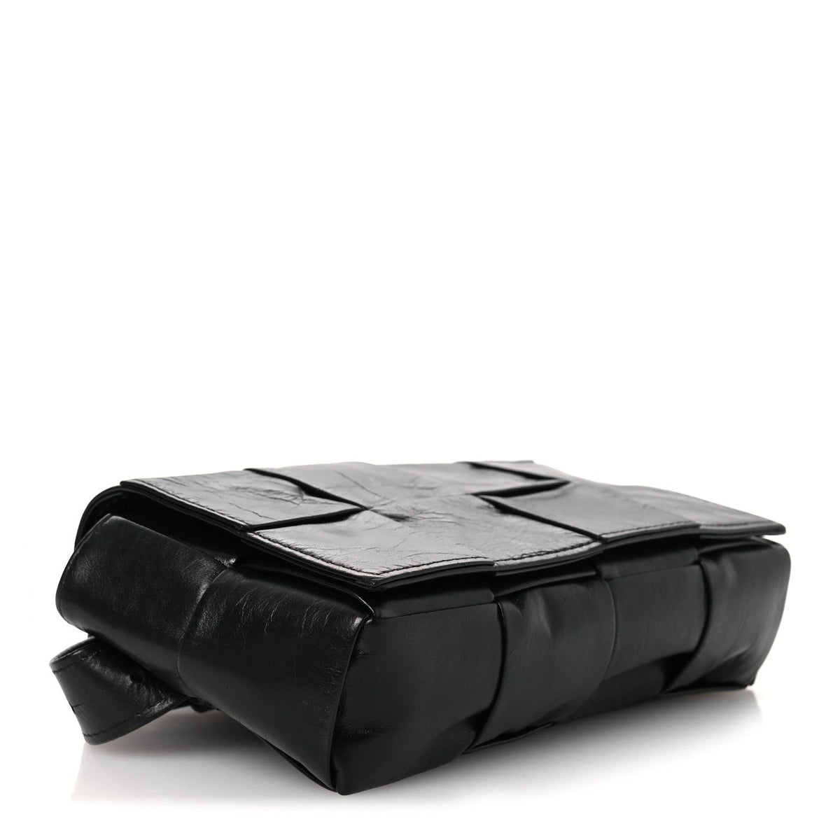 Paper Calfskin Maxi Intreccio The Belt Cassette Bag Black