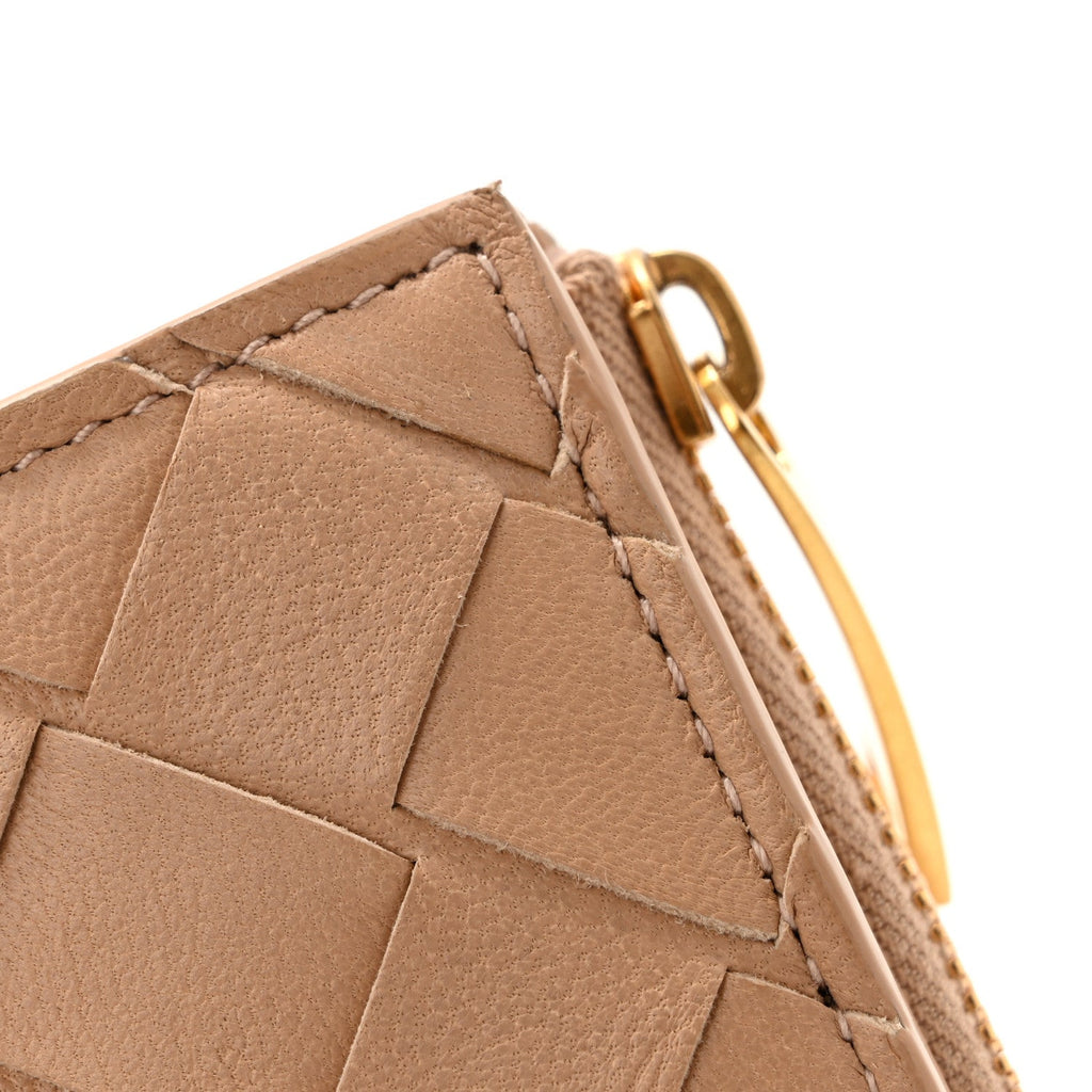 Nappa Intrecciato Small Bi-fold Zip Wallet Porridge