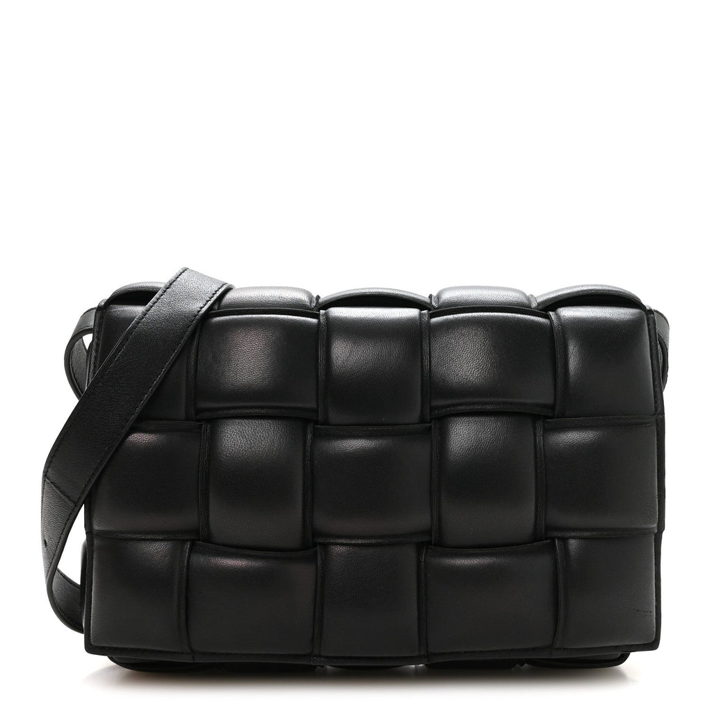 Nappa Maxi Intreccio Padded Cassette Crossbody Bag Black