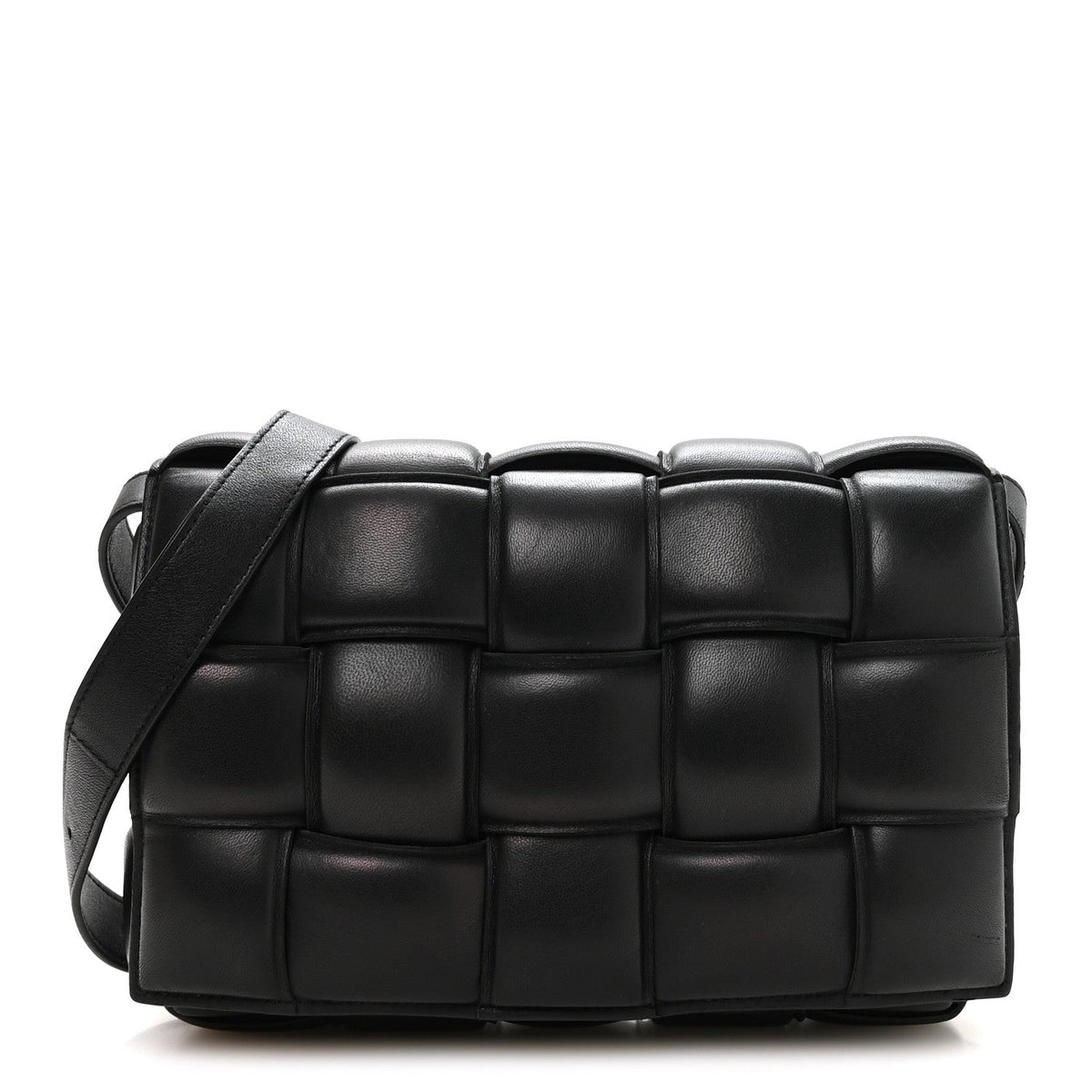 Nappa Maxi Intreccio Padded Cassette Crossbody Bag Black