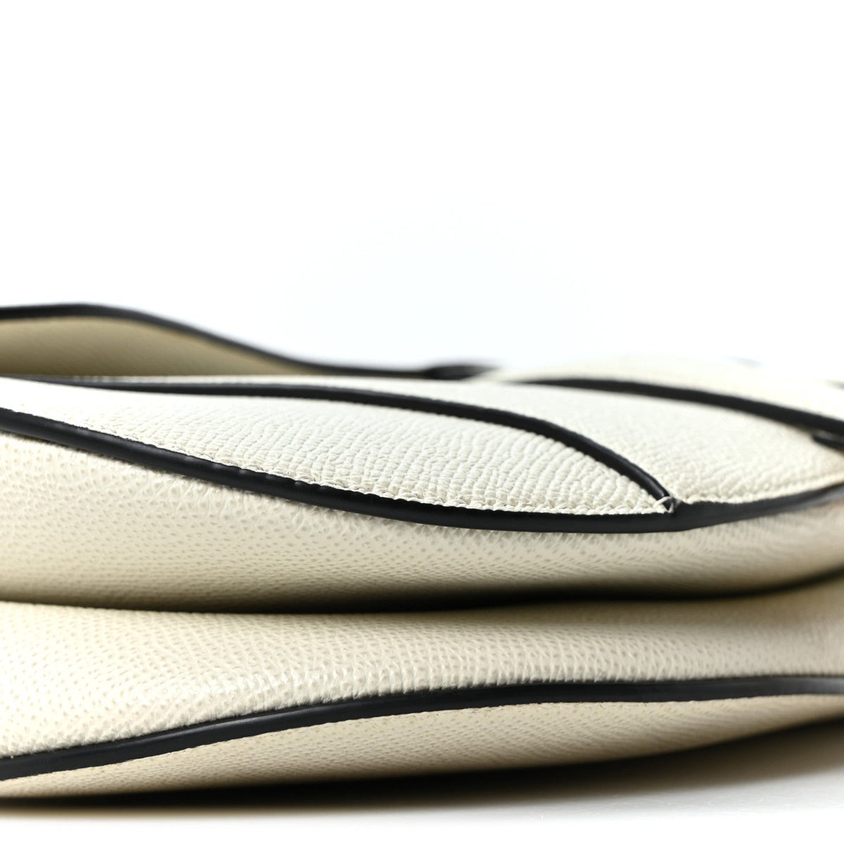 Grained Calfskin Saddle Bag White