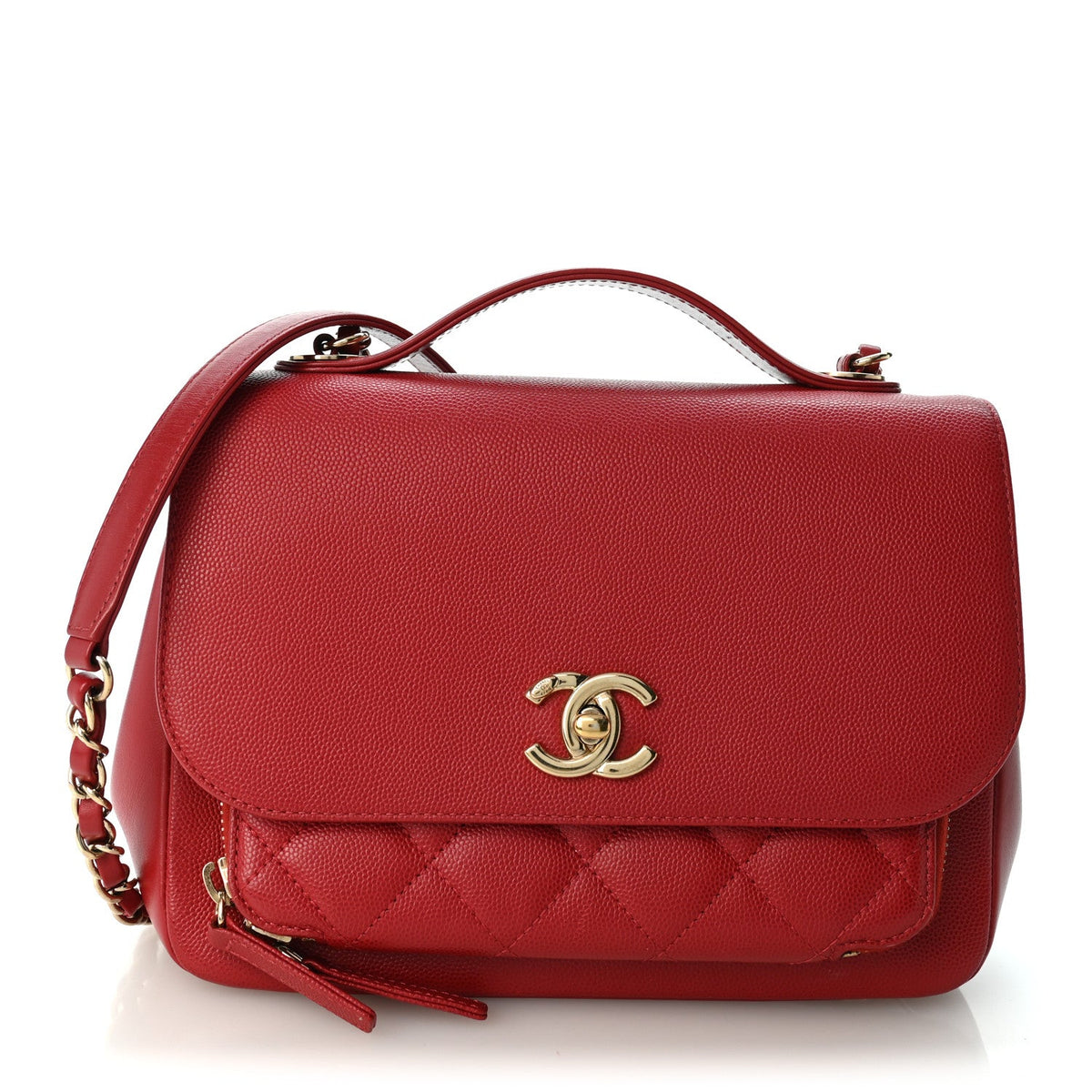 Caviar Quilted Medium Business Affinity Flap Red