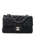 Caviar Quilted Mini Rectangular Flap Navy