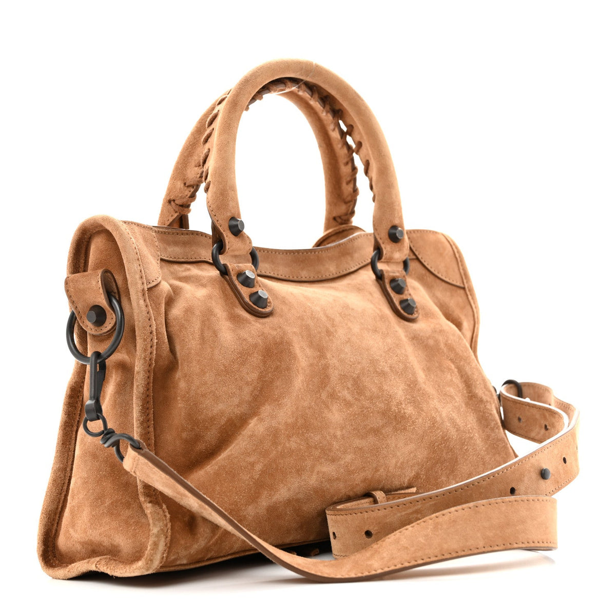 Waxed Suede Calfskin Classic Hardware Small Le City Camel