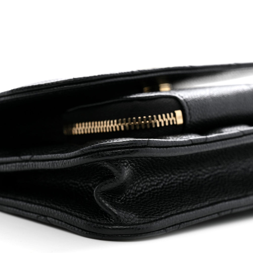 Caviar Quilted Business Affinity Clutch With Chain Black
