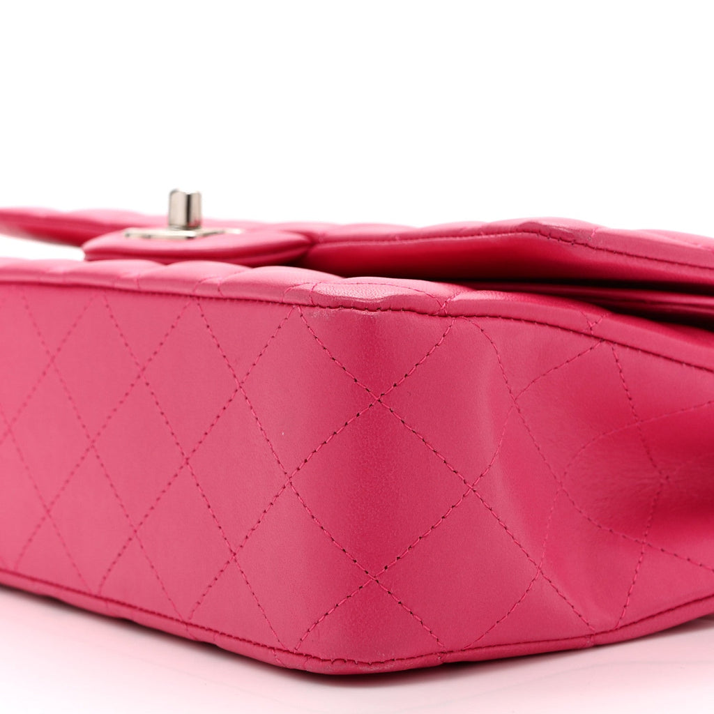 Lambskin Quilted Medium Double Flap Pink
