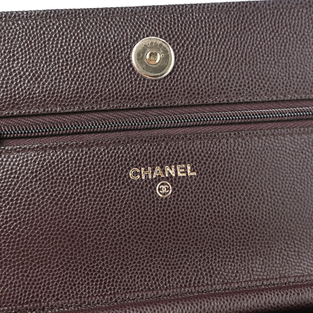 Caviar Quilted Wallet on Chain WOC Purple