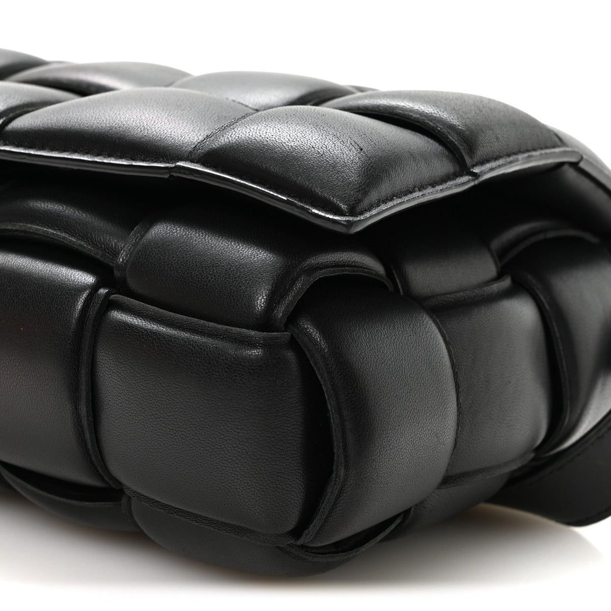 Nappa Maxi Intreccio Padded Cassette Crossbody Bag Black