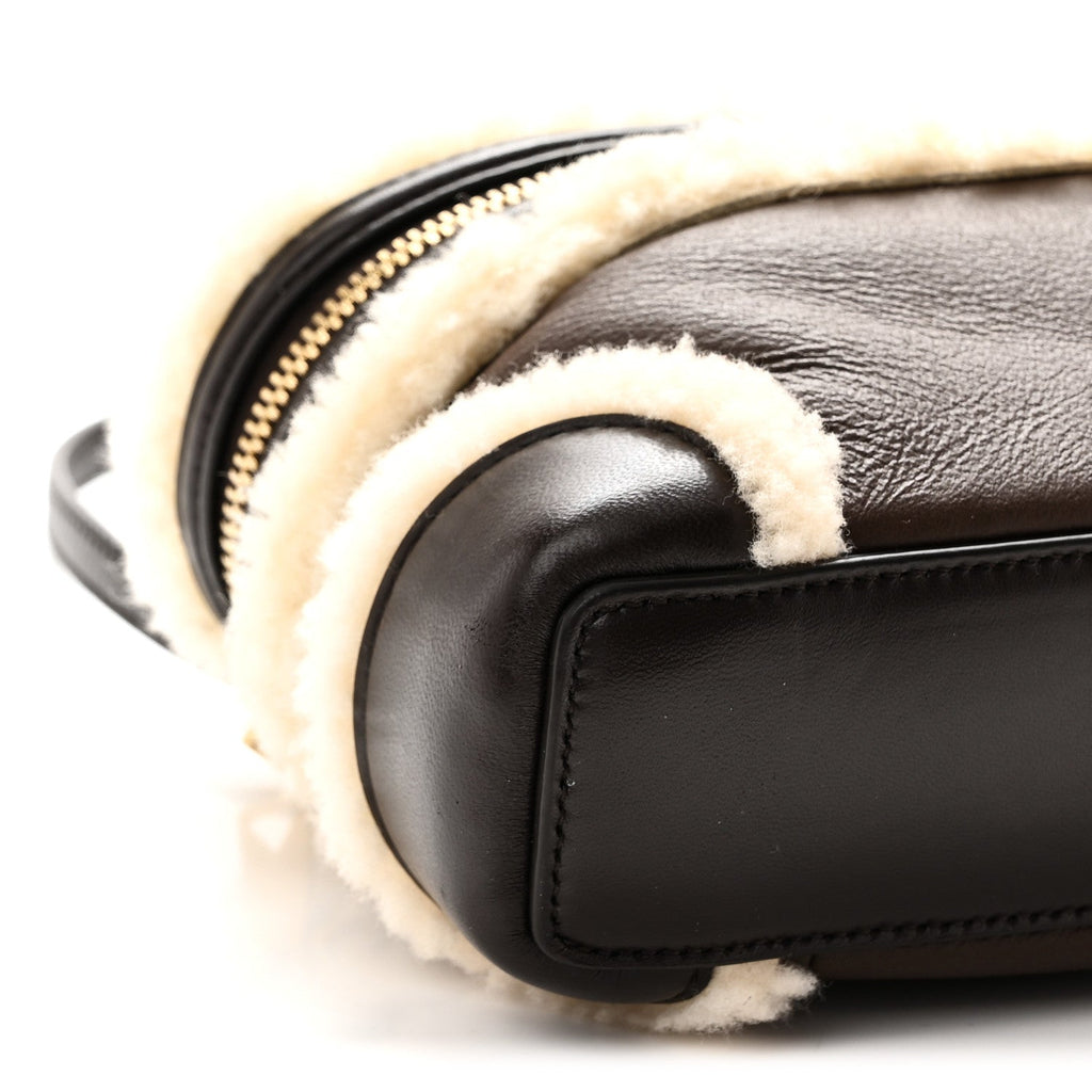 Calfskin Shearling Bang Bang Vanity Case Light Brown Teddy