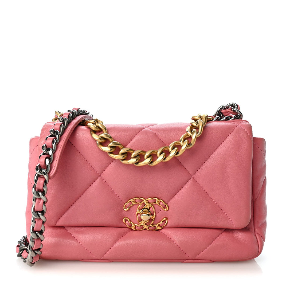 Lambskin Quilted Medium Chanel 19 Flap Pink
