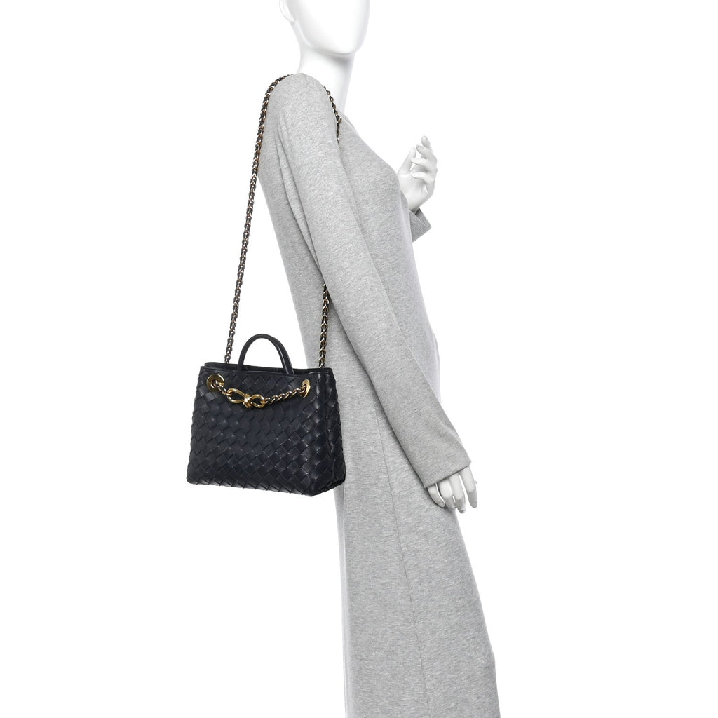 Nappa Intrecciato Small Andiamo With Chain Shoulder Bag Nocturnal
