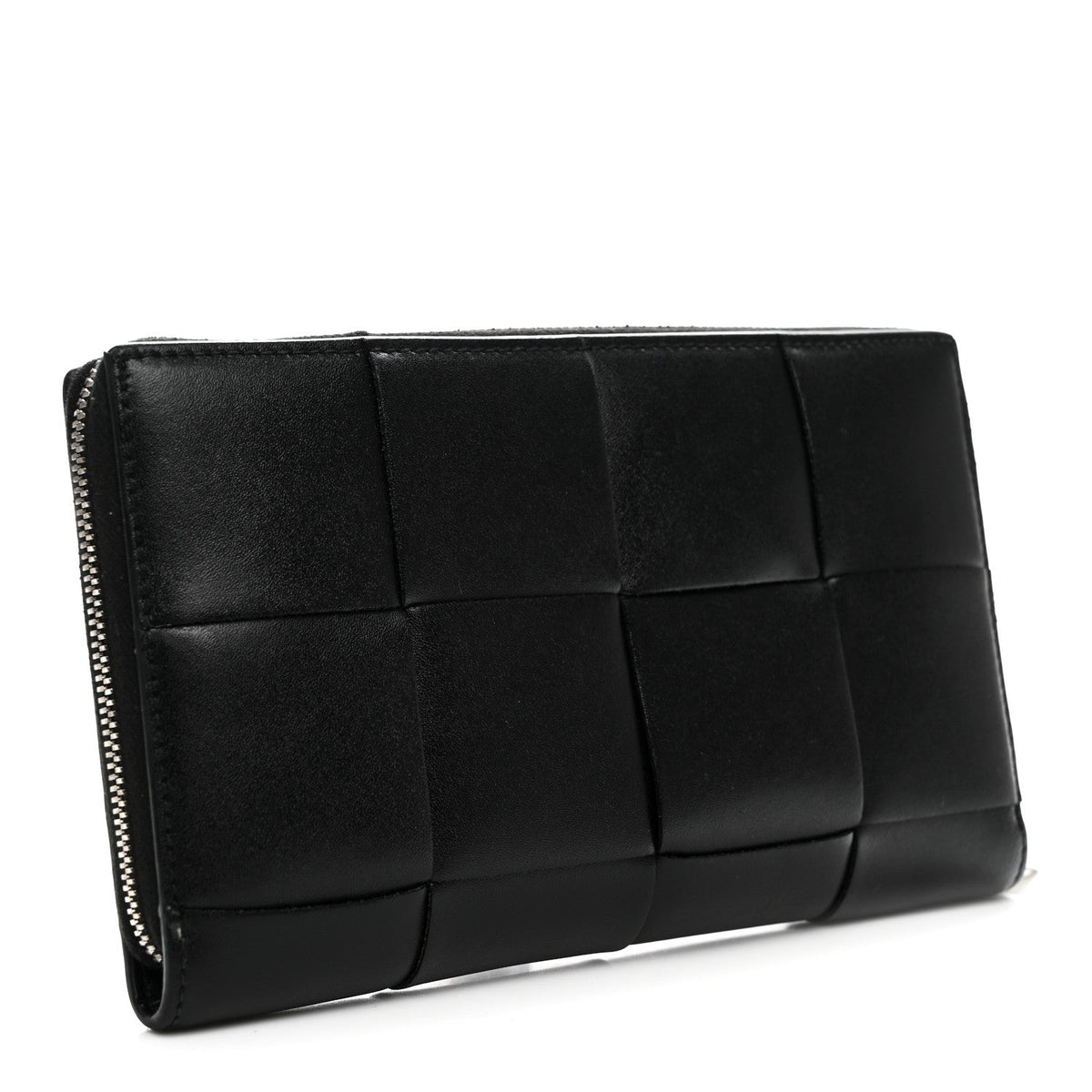 Nappa Maxi Intrecciato Medium Cassette Bifold Zip Wallet Black