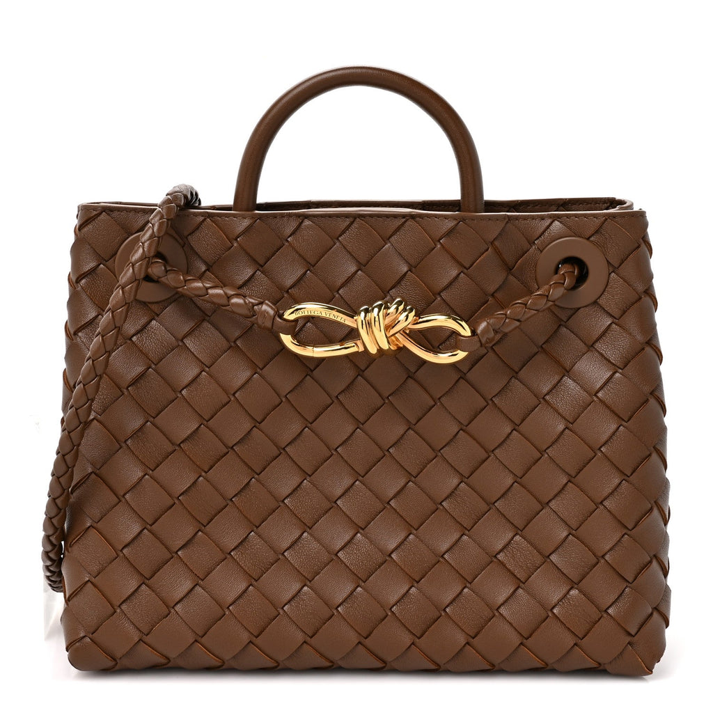 Nappa Intrecciato Small Andiamo Shoulder Bag Nocciola