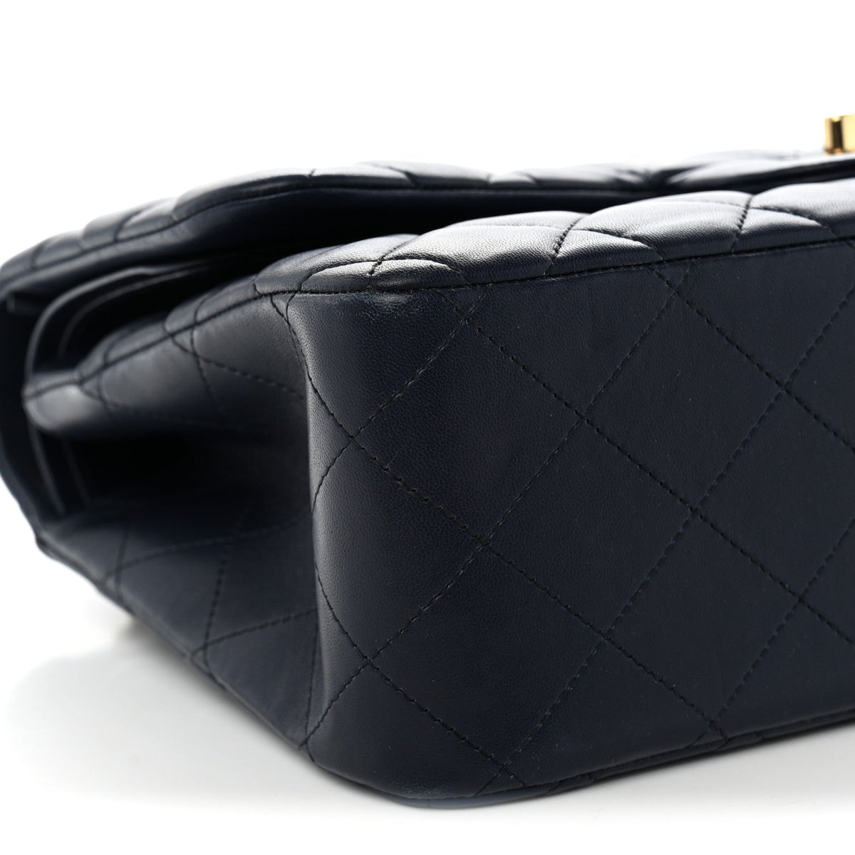 Lambskin Quilted Jumbo Double Flap Navy