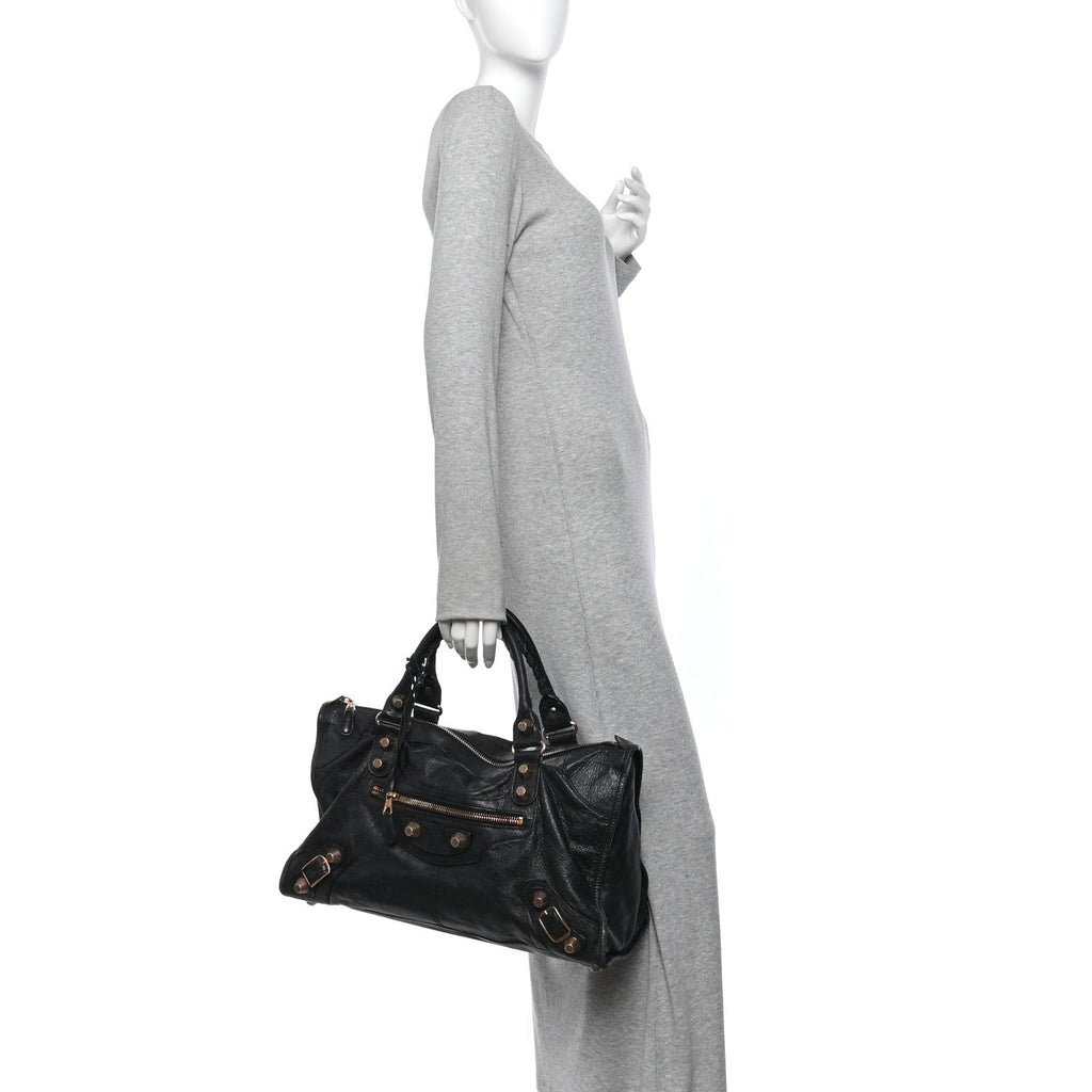 Agneau Giant 21 Rose Gold Hardware Work Black