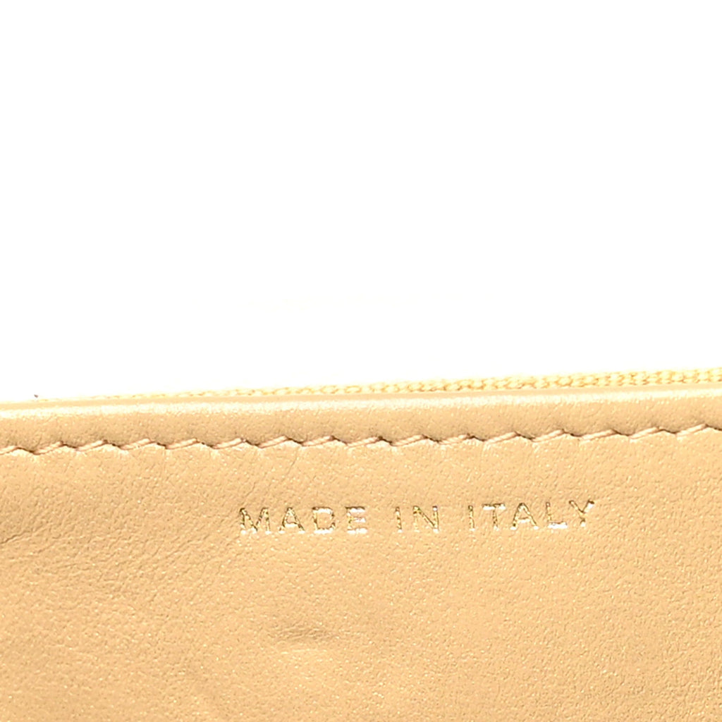 Lambskin Enamel Quilted CC Slide Wallet On Chain WOC White