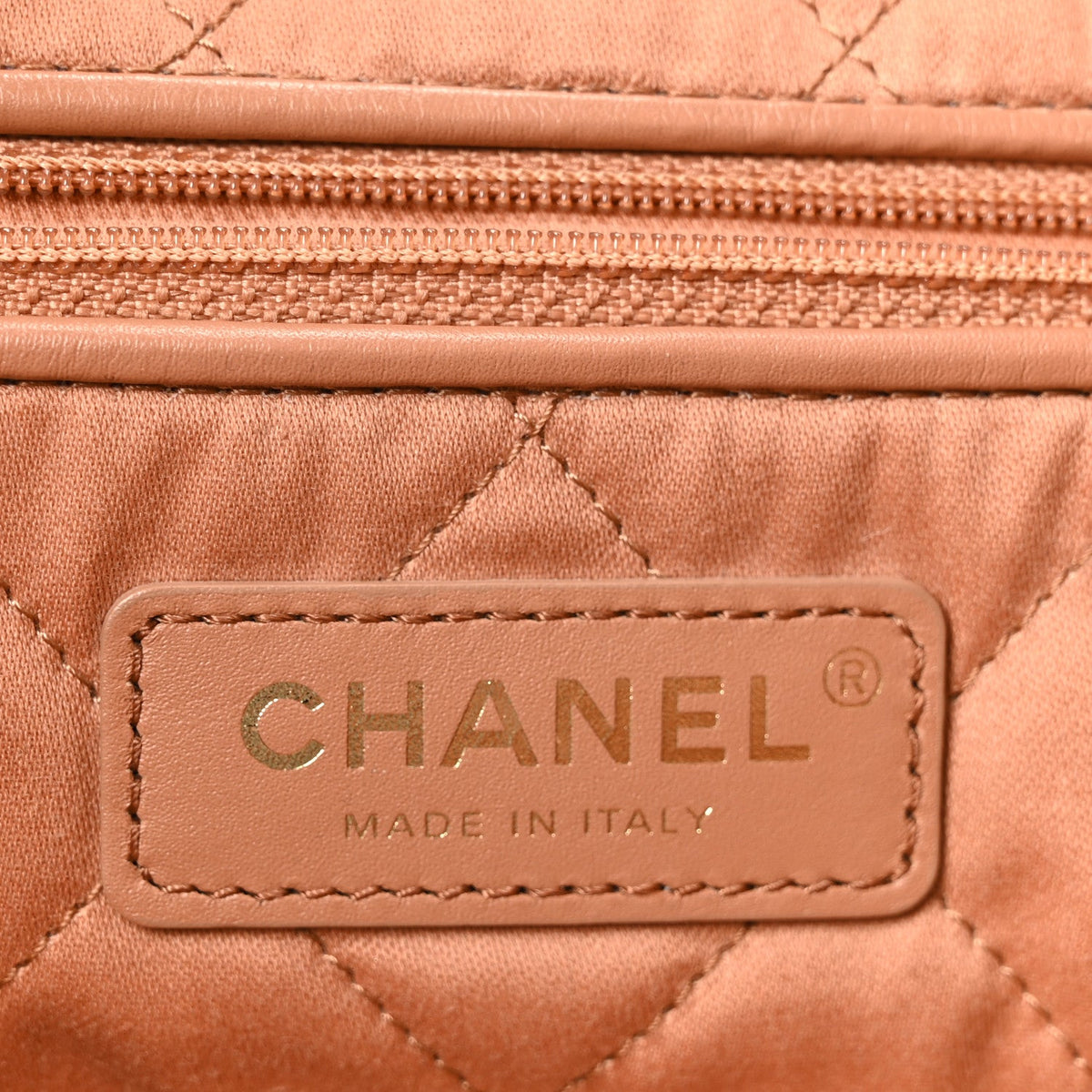 Shiny Calfskin Quilted Small Chanel 22 Camel