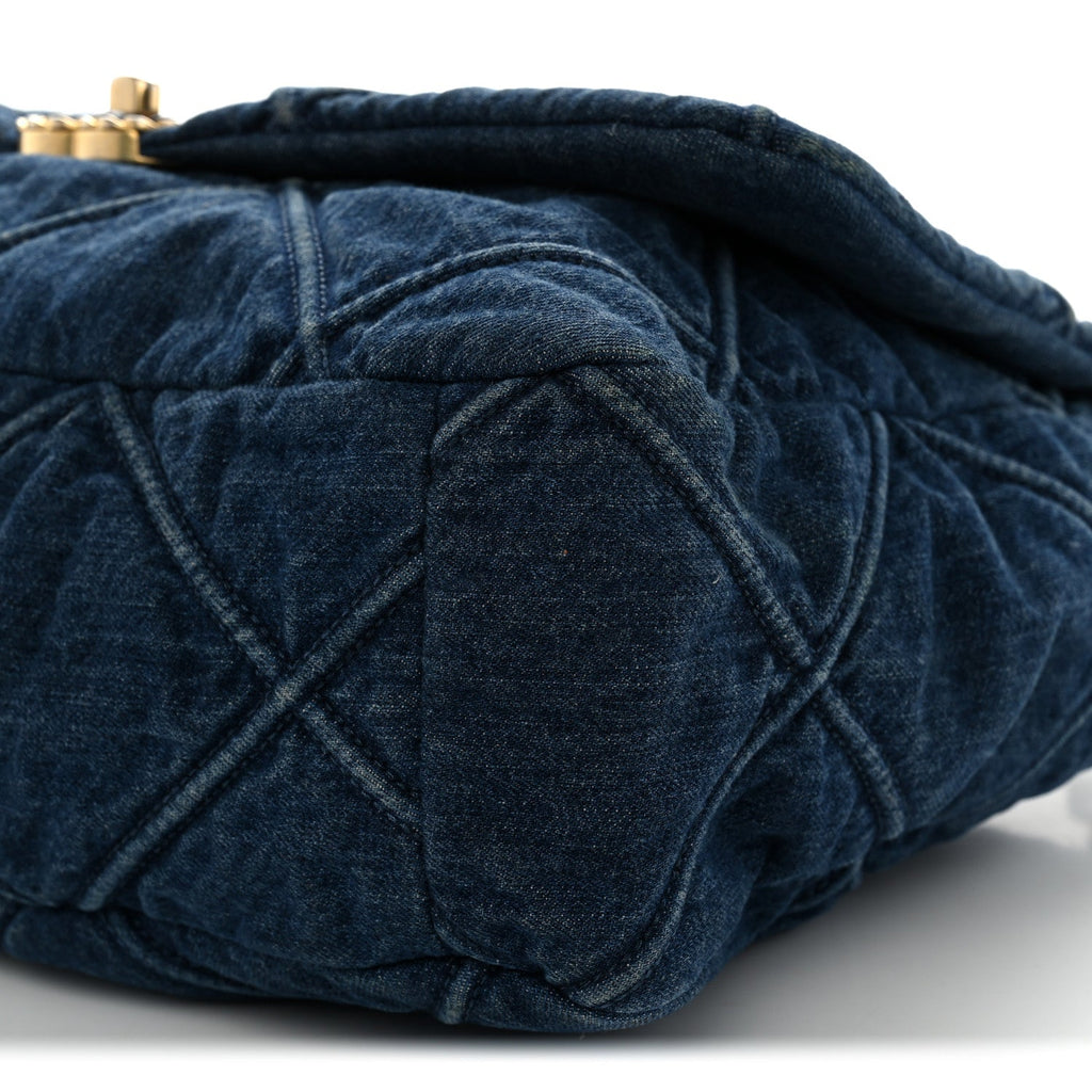 Denim Quilted Maxi Chanel 19 Flap Blue