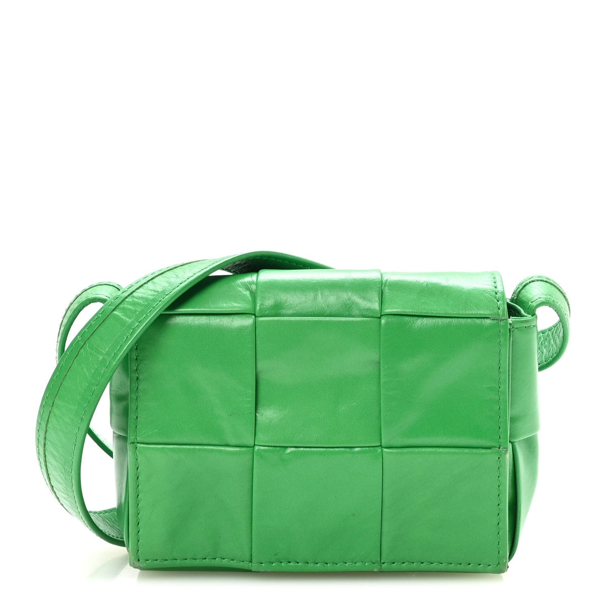 Crinkled Lambskin Maxi Intrecciato Extra Mini Cassette Crossbody Bag Parakeet