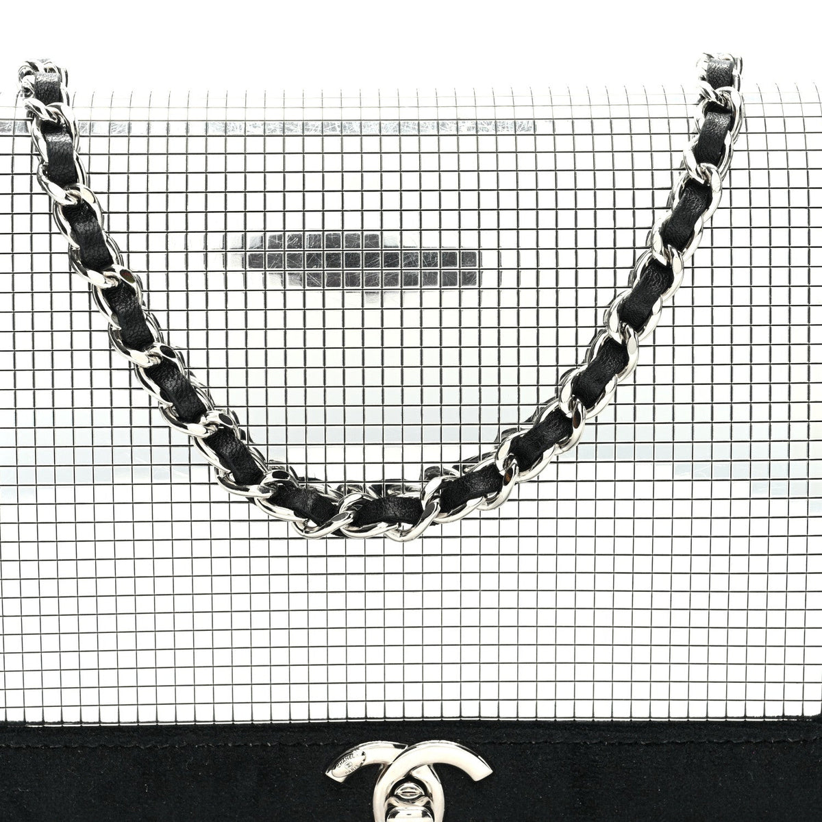 Velvet Mirror Embellished Boy Wallet On Chain WOC Argent