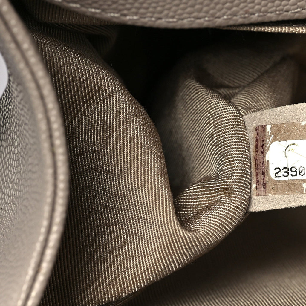 Caviar Quilted Medium Boy Flap Dark Beige
