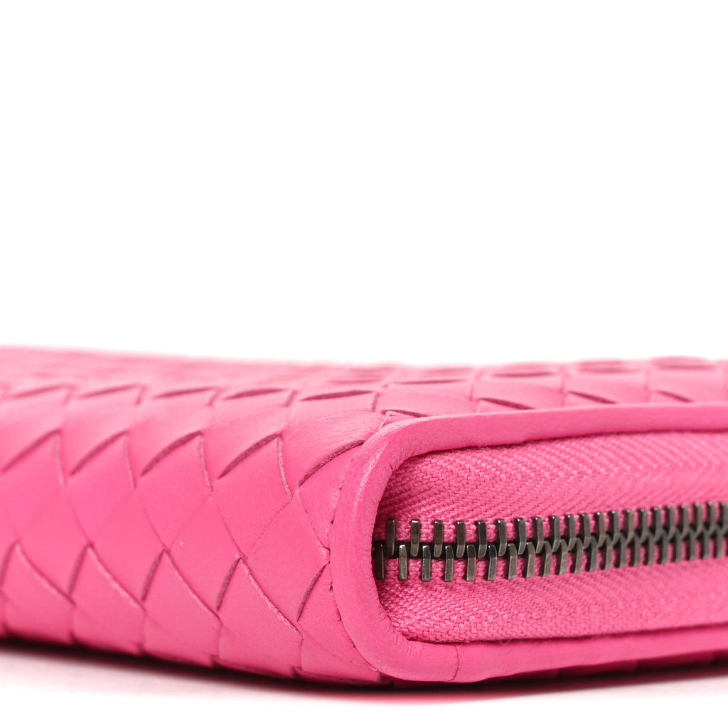 Nappa Intrecciato Zip Around Wallet Pink