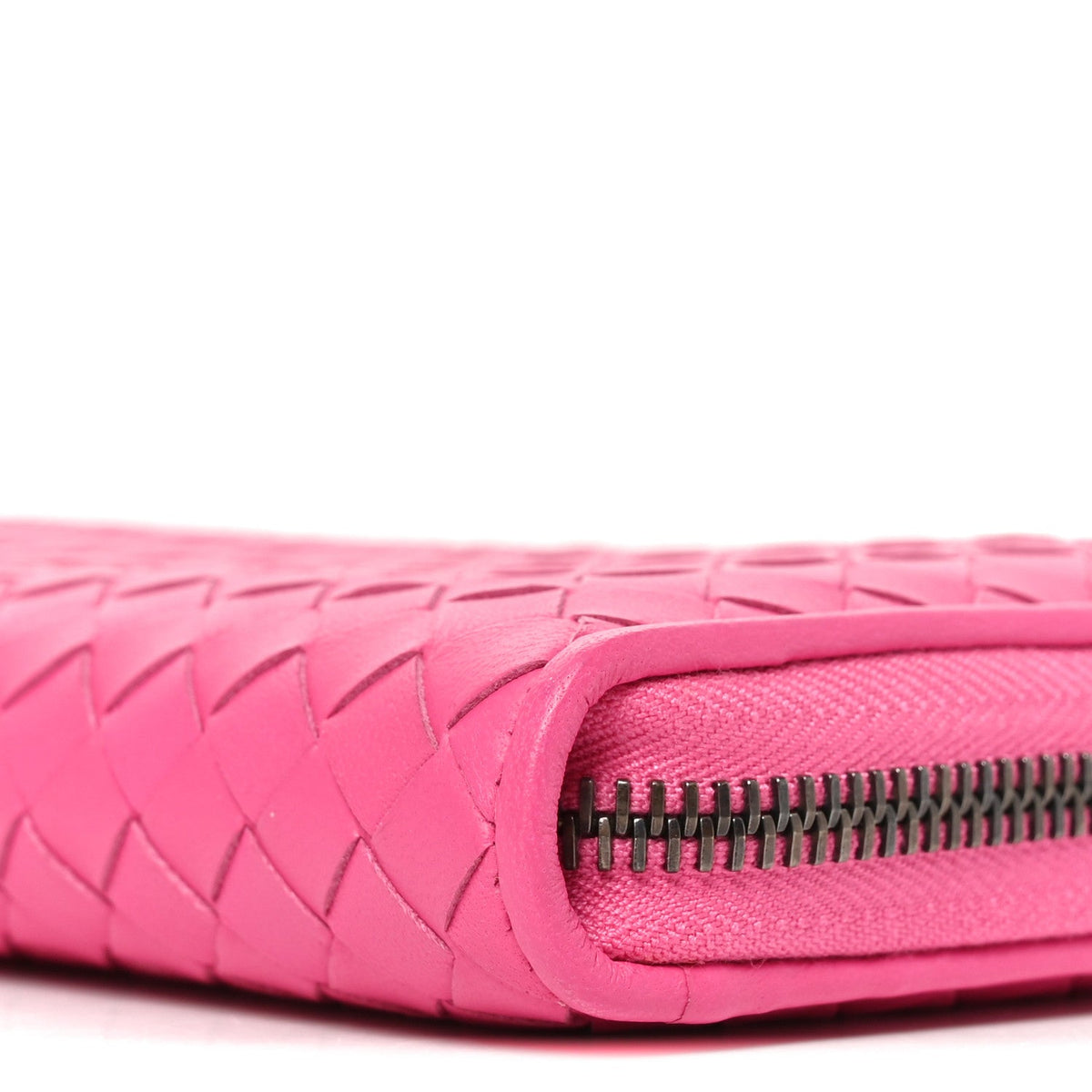 Nappa Intrecciato Zip Around Wallet Pink