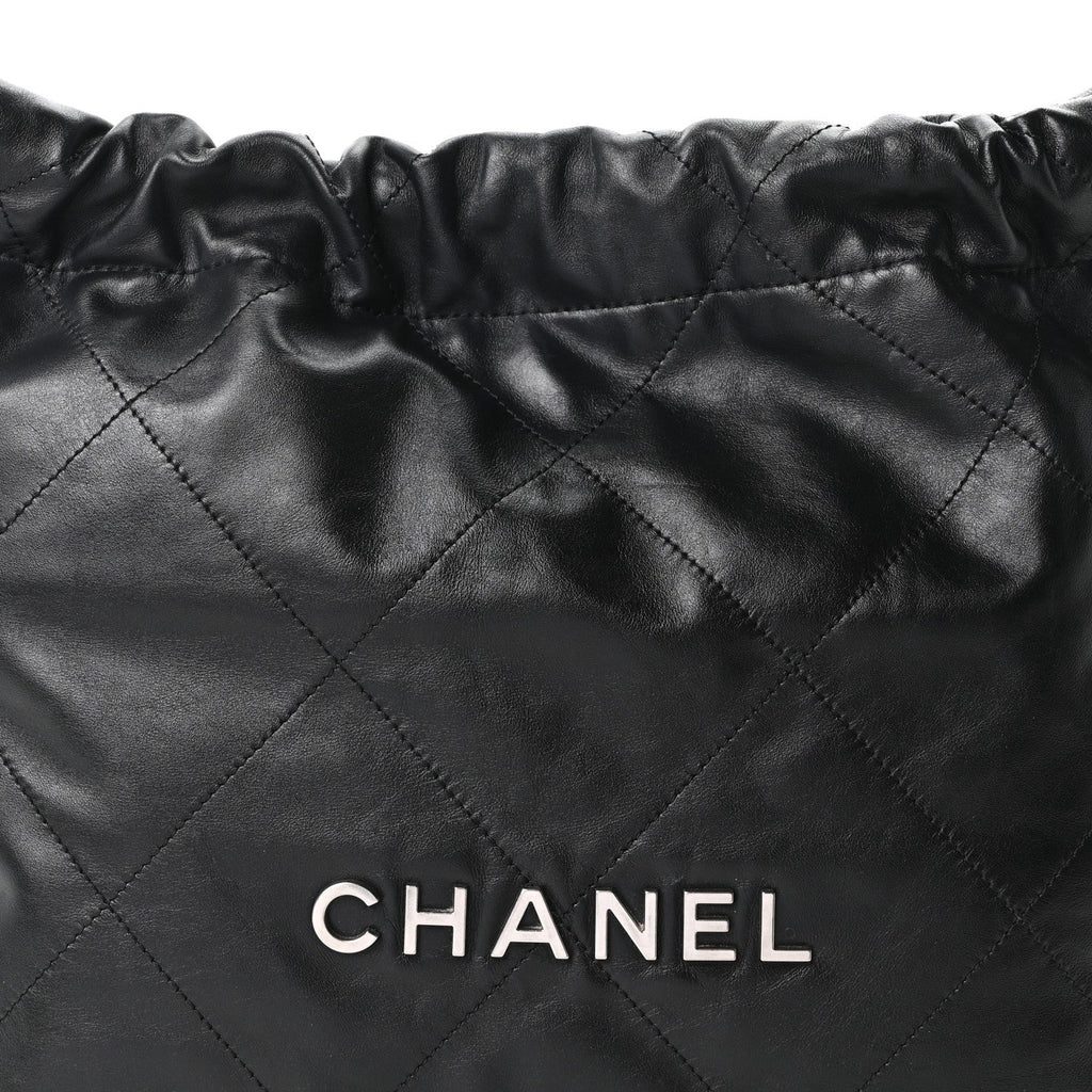 Shiny Calfskin Quilted Small Chanel 22 Black