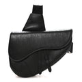 Calfskin Perforated Oblique Galaxy Mens Saddle Bag Black