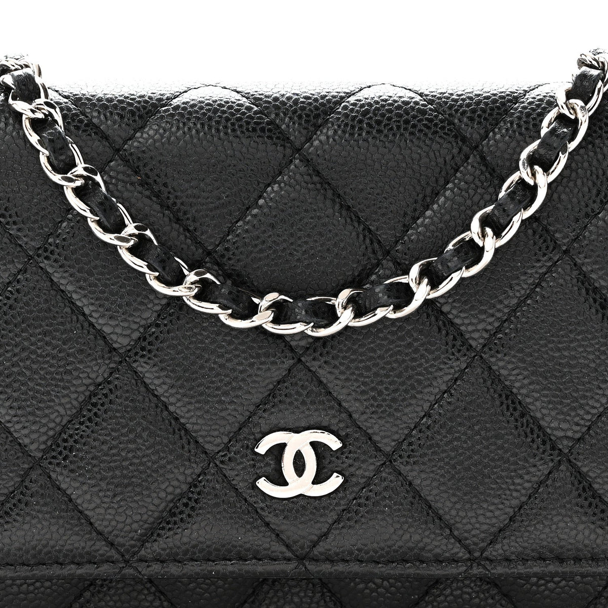 Caviar Quilted Mini Wallet On Chain WOC Black