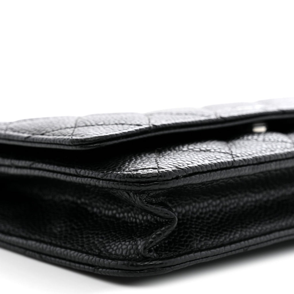 Caviar Quilted Wallet on Chain WOC Black