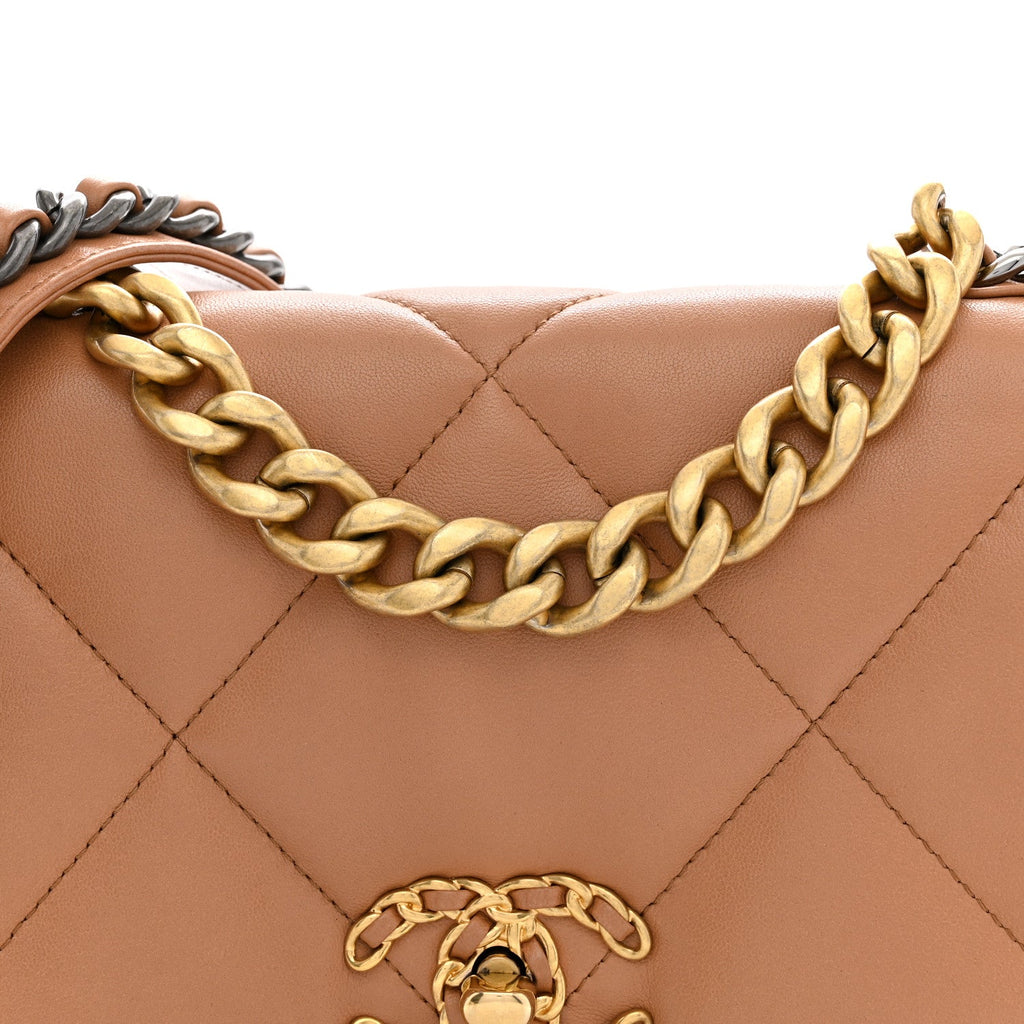 Lambskin Quilted Medium Chanel 19 Flap Brown