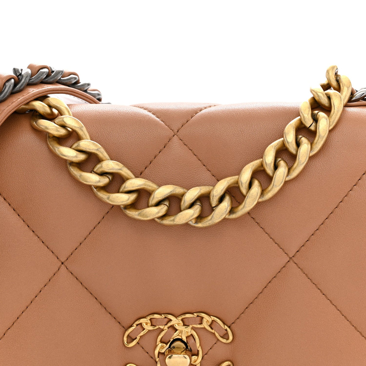 Lambskin Quilted Medium Chanel 19 Flap Brown