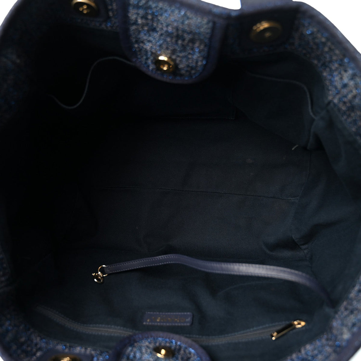 Lurex Canvas Medium Deauville Tote Navy Blue