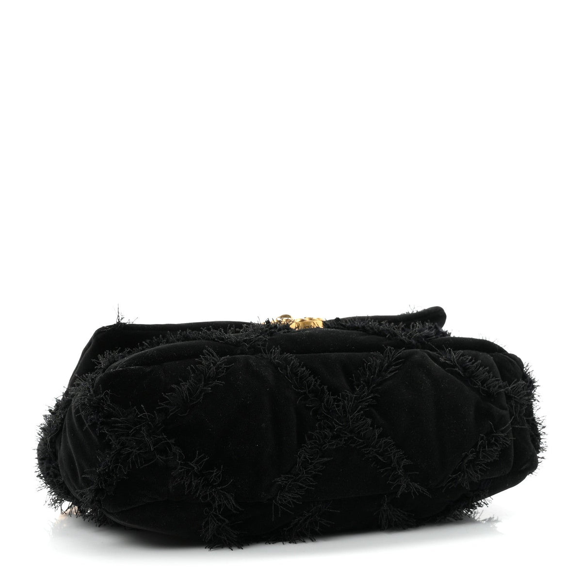 Velvet Tweed Quilted Medium Chanel 19 Flap Black