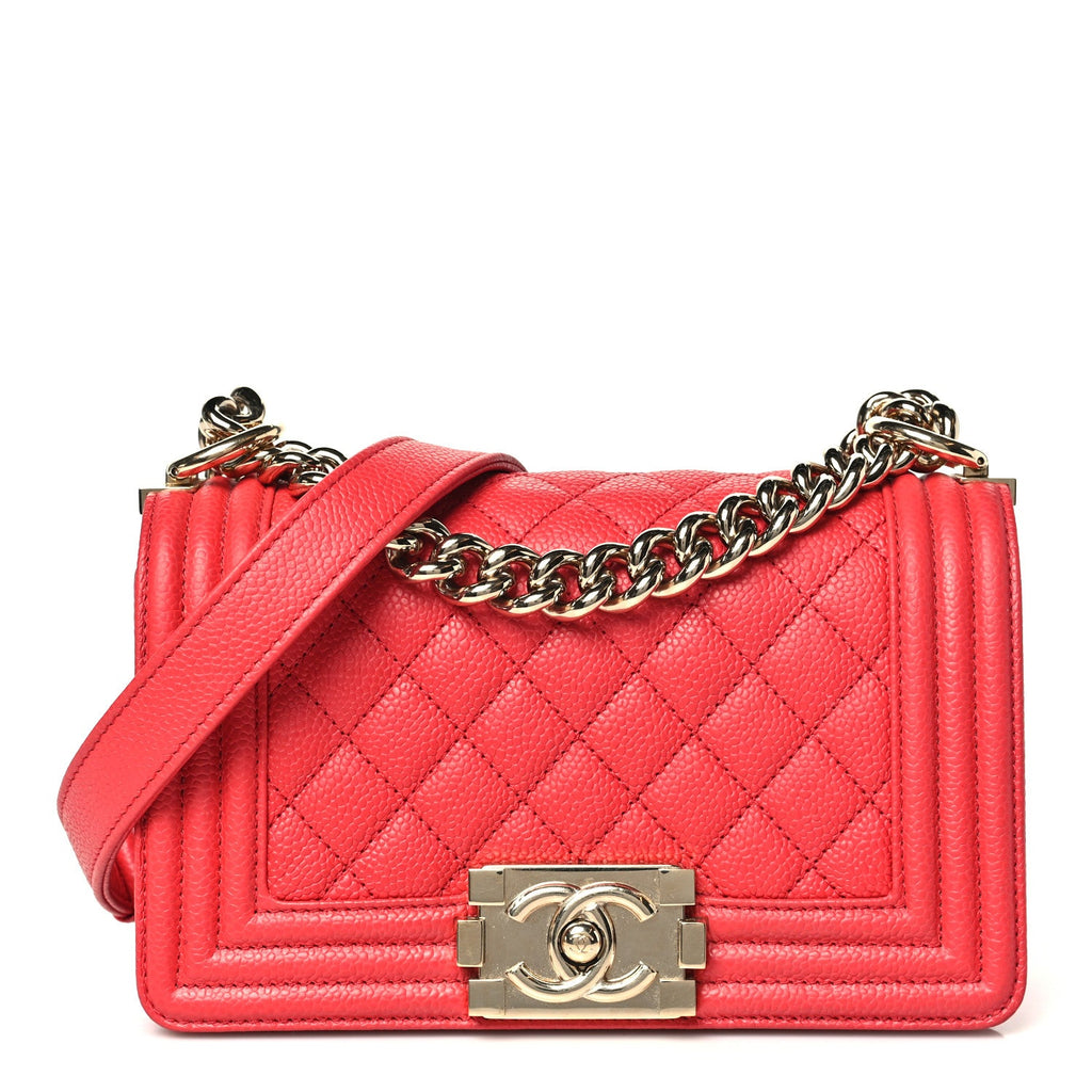 Caviar Quilted Small Boy Flap Red
