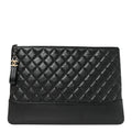 Aged Calfskin Quilted Large Gabrielle Cosmetic Case Black