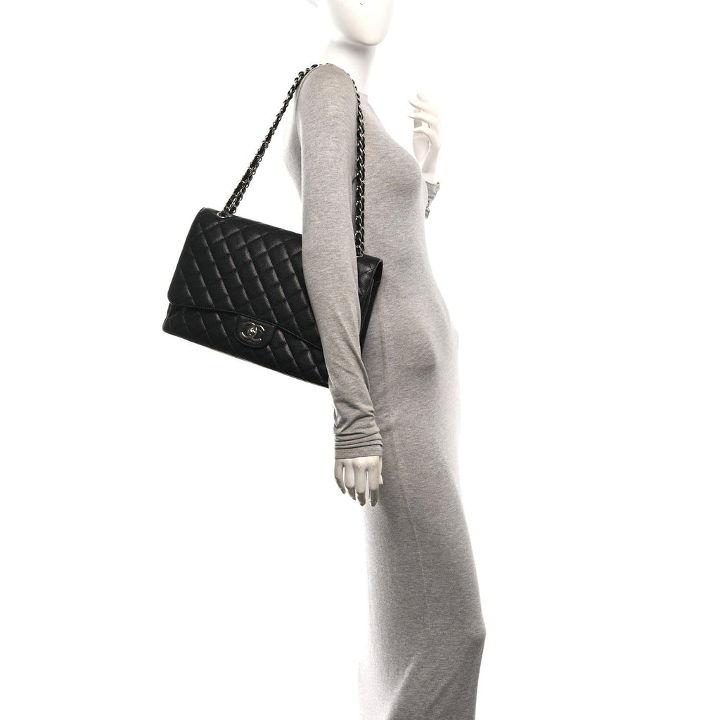 Caviar Quilted Maxi Double Flap Black