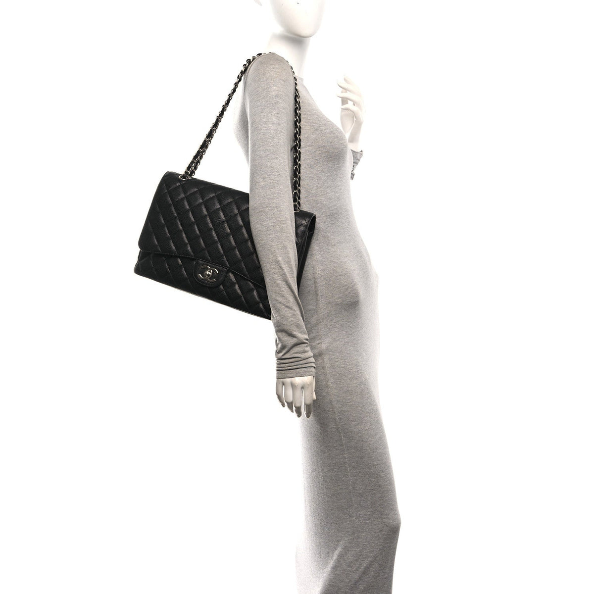 Caviar Quilted Maxi Double Flap Black