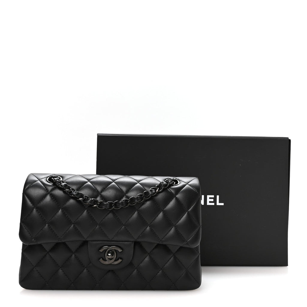 Lambskin Quilted Small Double Flap So Black