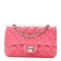 Lambskin Quilted Mini Rectangular Flap Pink