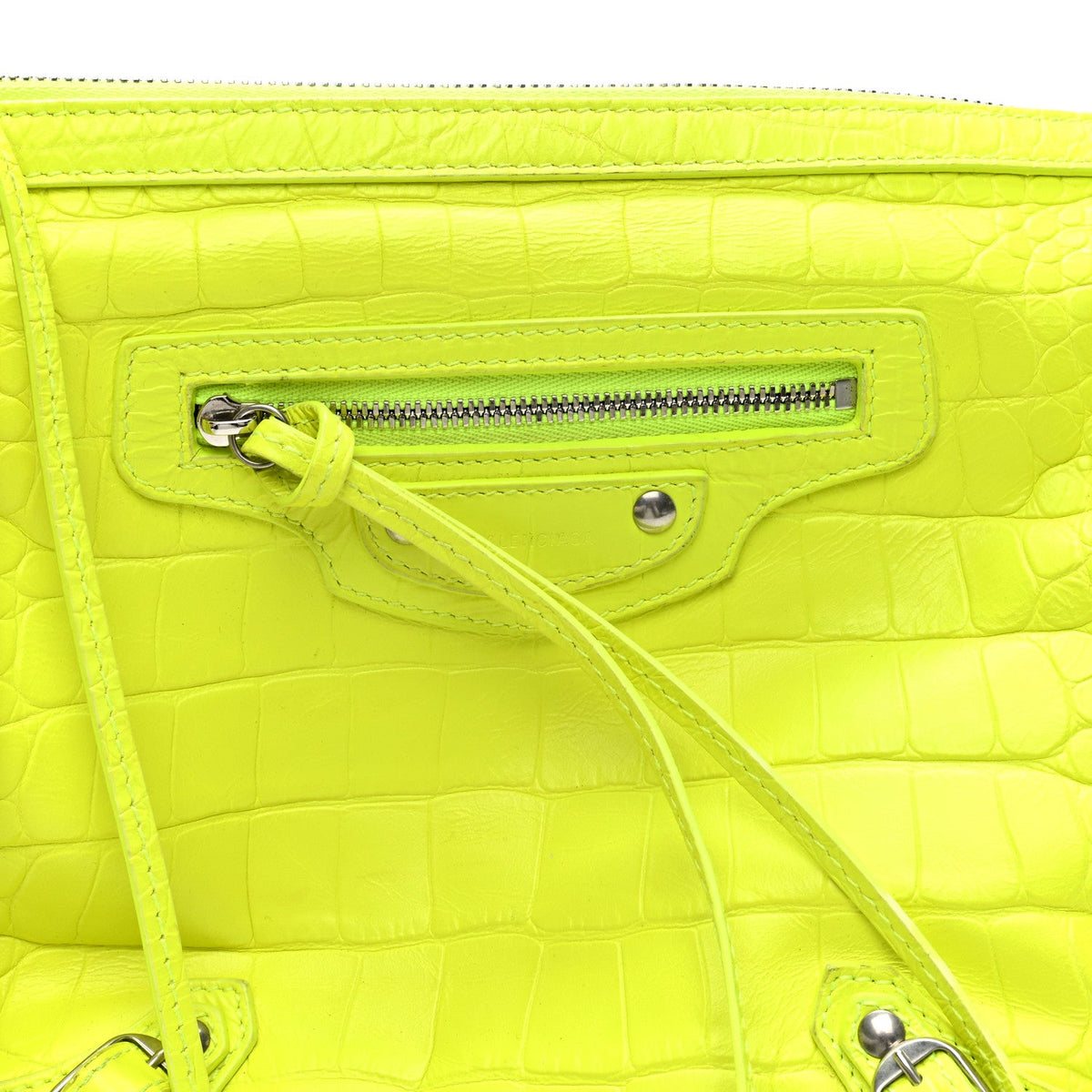 Extra Supple Calfskin Crocodile Embossed Neo Classic Hardware Hobo XS Flou Yellow